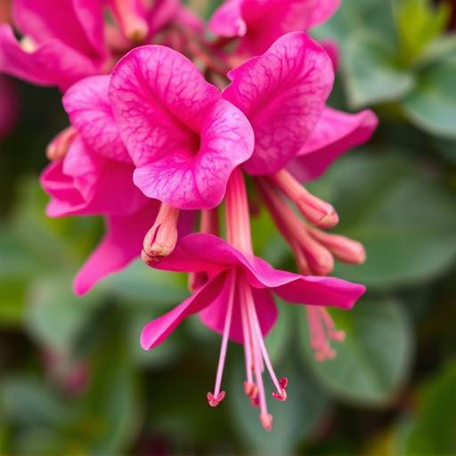 Detalle de las flores fucsia de la buganvilla en la terraza de Isabel